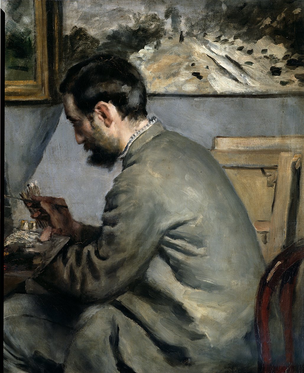 Frederick Bazille an seiner Staffelei, 1867 (Detail) von Pierre-Auguste Renoir