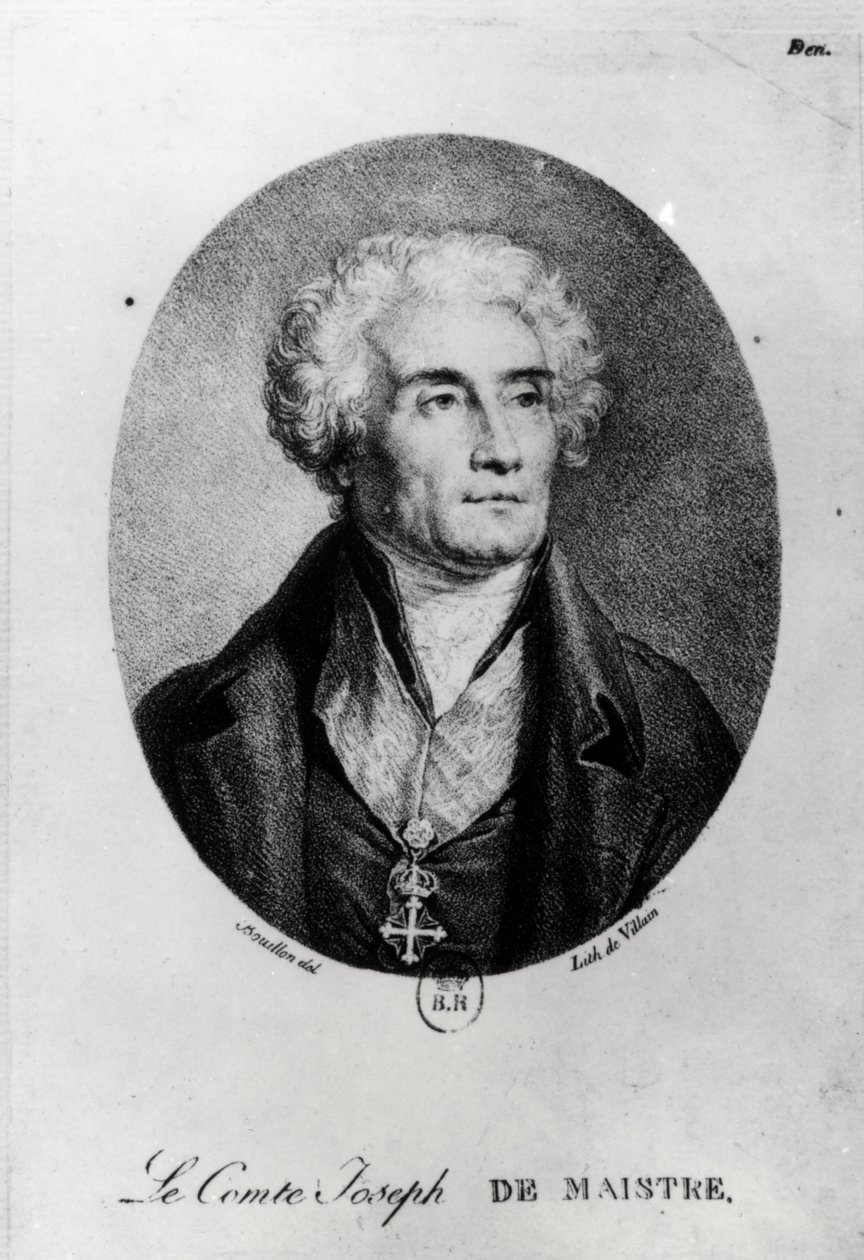 Porträt von Graf Joseph de Maistre (1753-1821), graviert von Francois le Villain von Pierre Bouillon