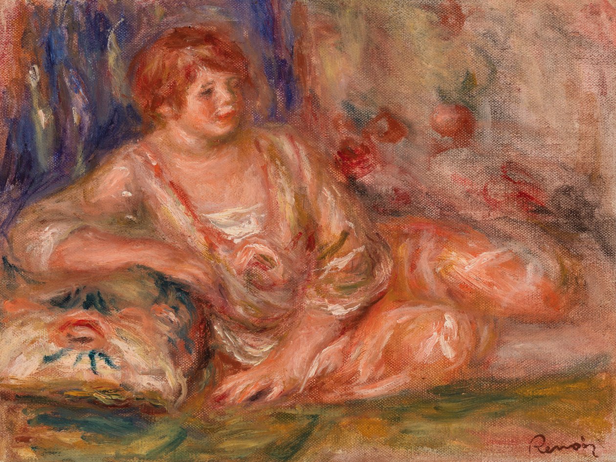 Andrée in Rosa, liegend von Pierre-Auguste Renoir