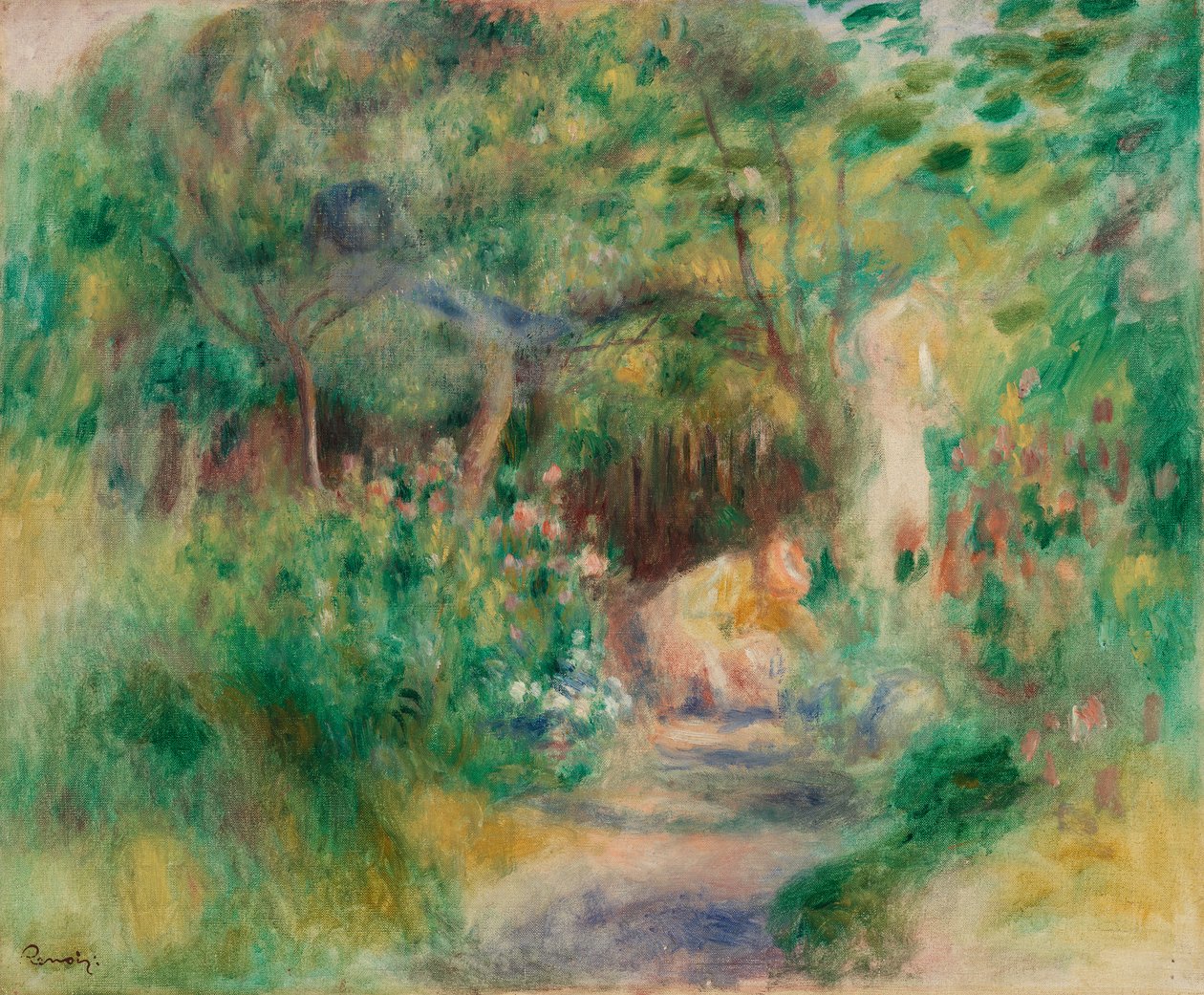 Landschaft mit Frau beim Gärtnern von Pierre-Auguste Renoir