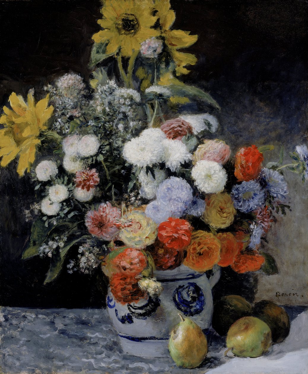 Gemischte Blumen in einem irdenen Topf von Pierre-Auguste Renoir