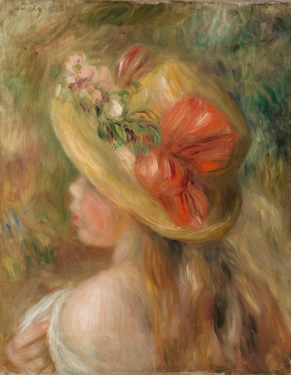 Junges Mädchen mit Hut von Pierre-Auguste Renoir