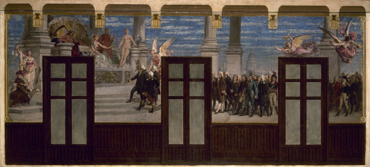 Skizze für das Rathaus des 20. Arrondissements: Die großen Männer der Revolution vor dem Gericht der Nachwelt von Pierre-Paul-Lêon Glaize
