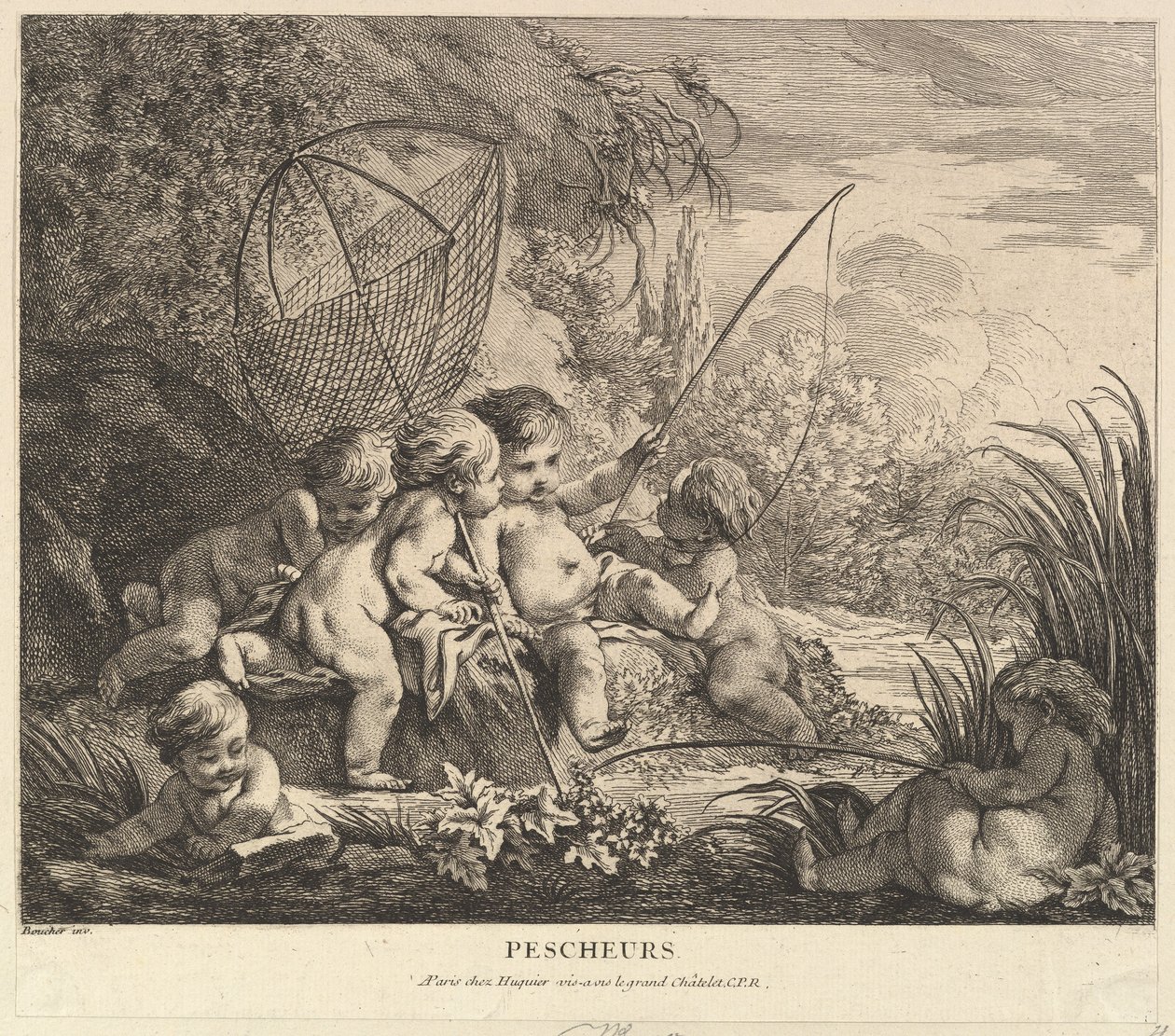 Kinder beim Angeln, ca. 1738 von Pierre Alexandre Aveline