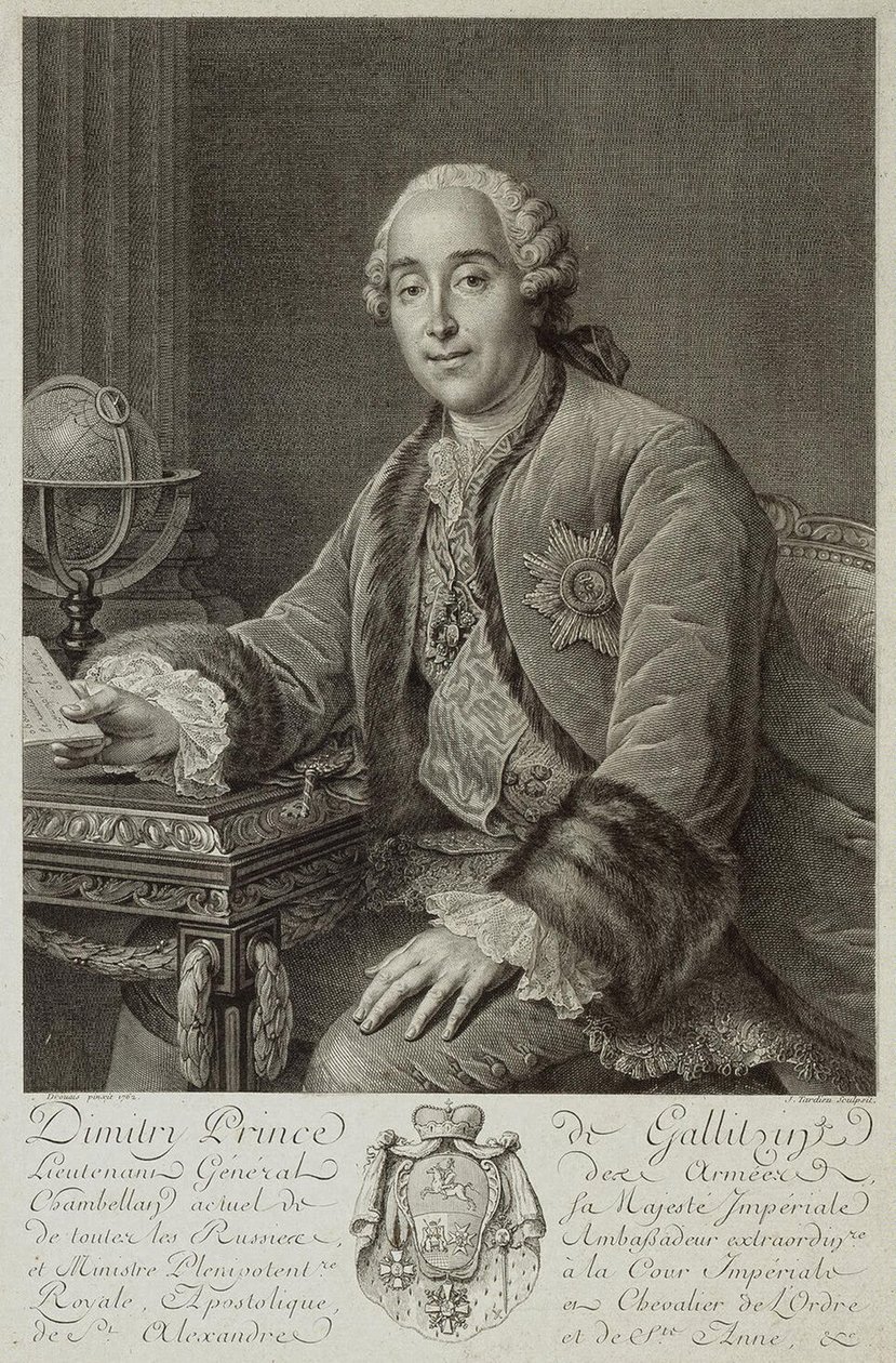 Porträt von Prinz Dmitriy Mikhailovich Golitsyn 1721-1793, 1762 von Pierre Alexandre Tardieu