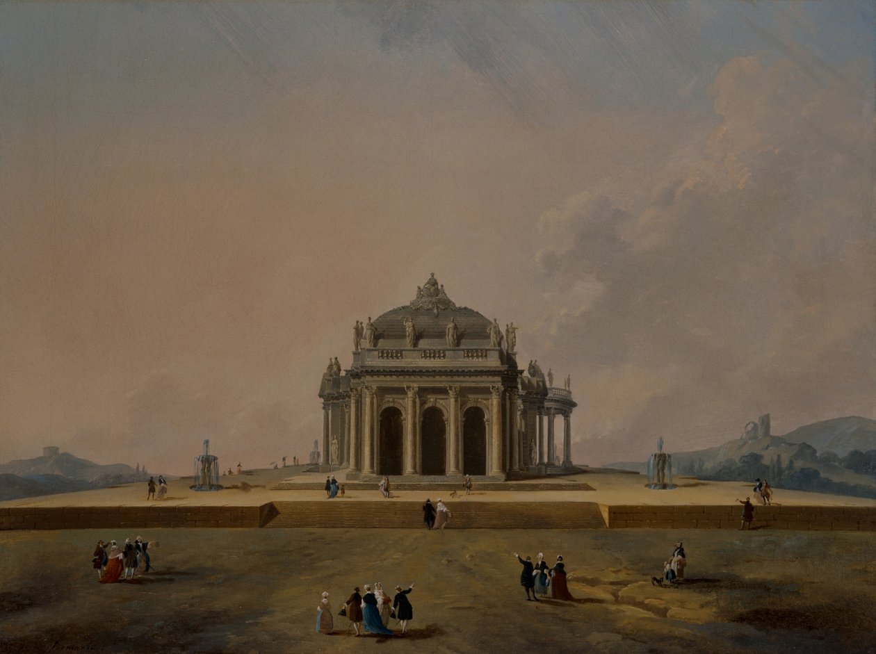 Fantastische architektonische Studien mit Figuren von Pierre Antoine Demachy