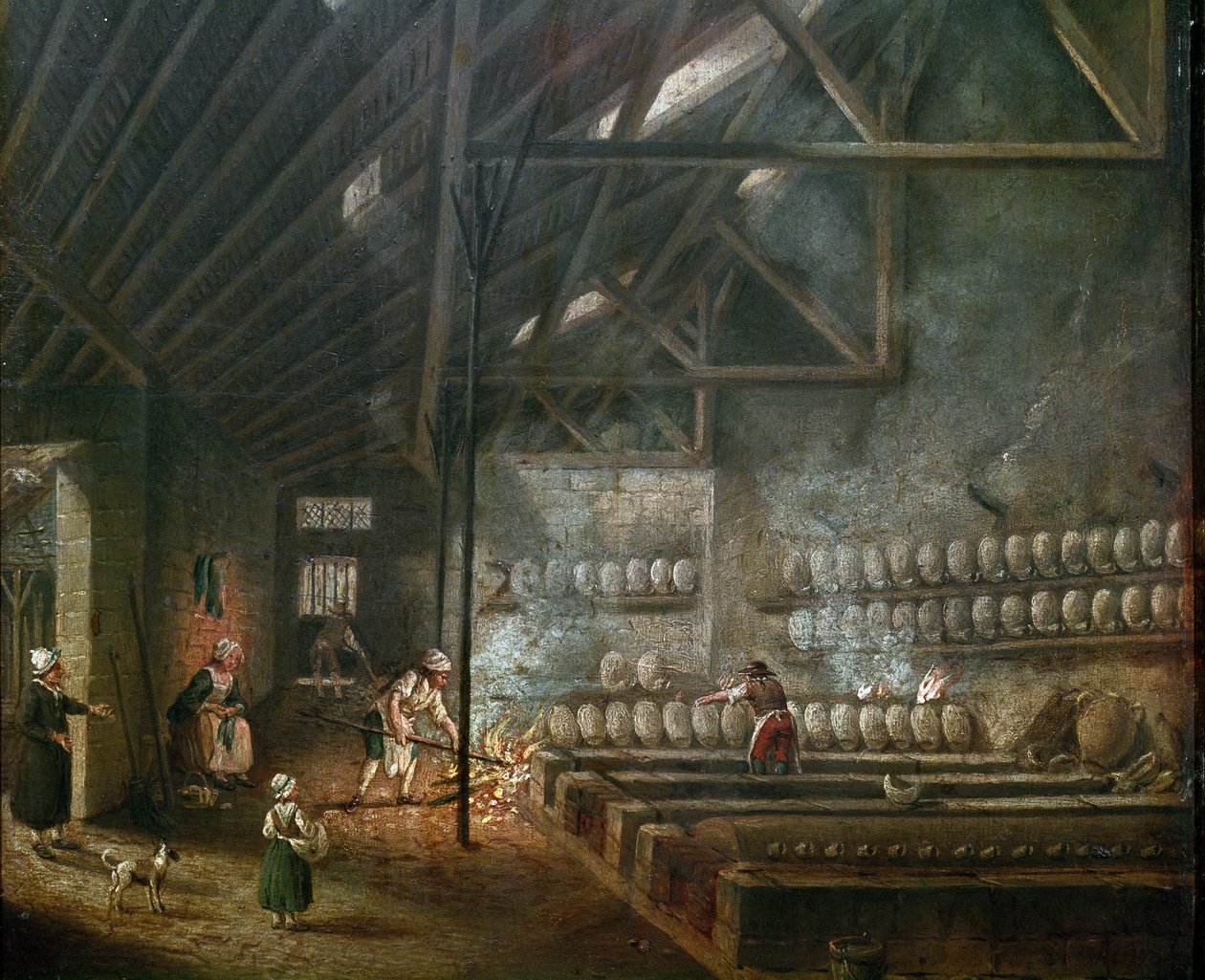 Innenraum einer Töpferwerkstatt (oder Glasbläser) (Detail) von Pierre Antoine Demachy