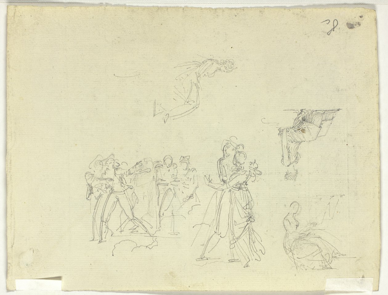 Blatt mit Skizzen: Menge und einzelne Figuren von Pierre Antoine Mongin