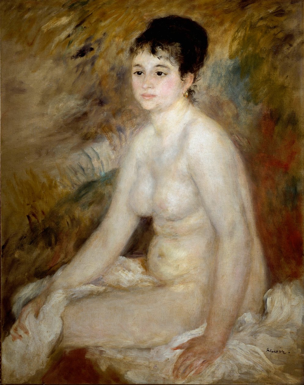 Nach dem Bad. Porträt einer nackten Frau, die sitzt von Pierre Auguste Renoir