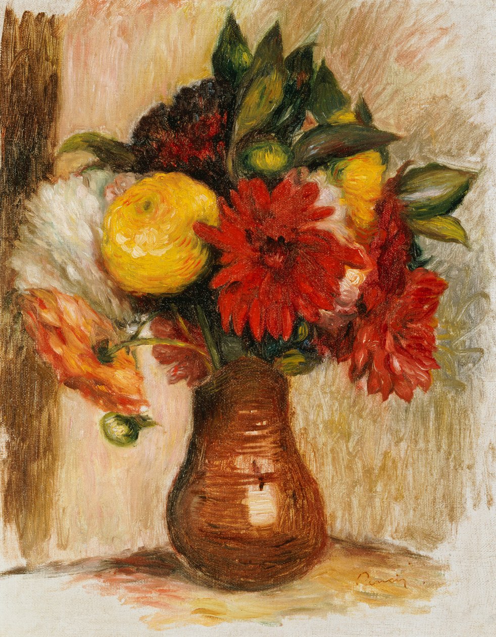Blumenstrauß in einem Steinkrug von Pierre Auguste Renoir
