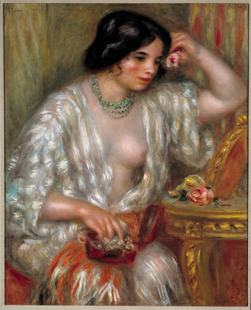 Gabrielle mit Schmuck: Gabrielle Renard, die Amme des Sohnes des Künstlers (Pierre Auguste Renoir) von Pierre Auguste Renoir