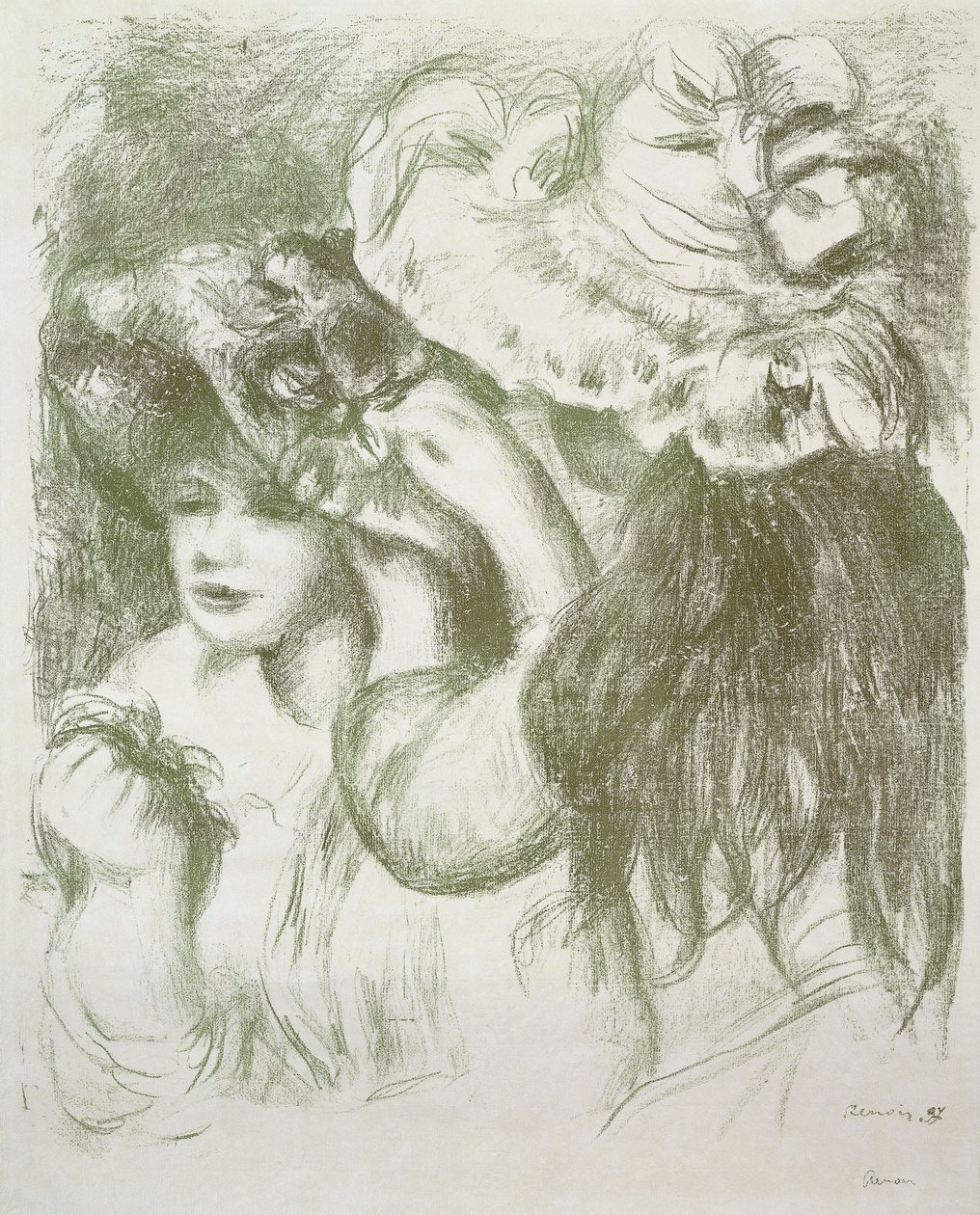 Hutnadel, Erste Platte; Le Chapeau Epingle, Premiere Planche, ca. 1897 von Pierre Auguste Renoir