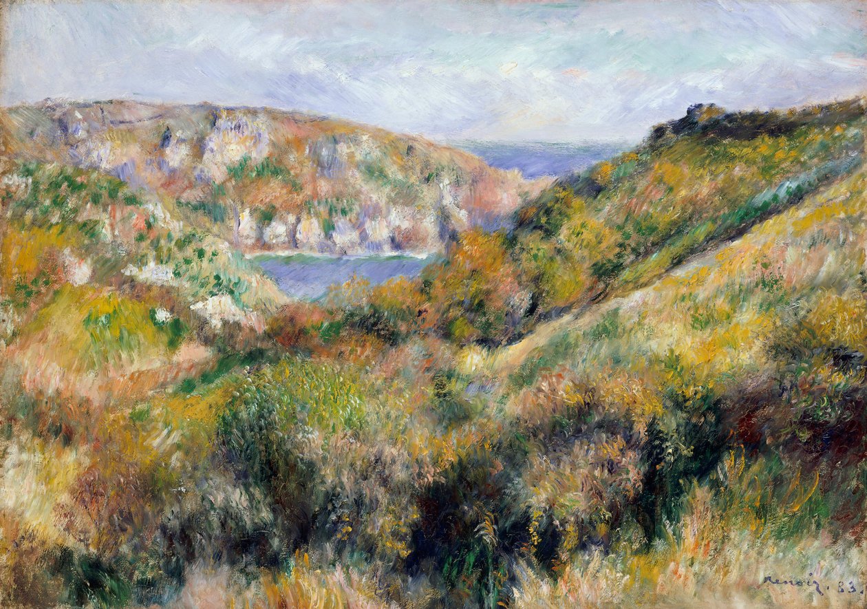 Hügel um die Bucht von Moulin Huet, Guernsey, 1883 von Pierre Auguste Renoir