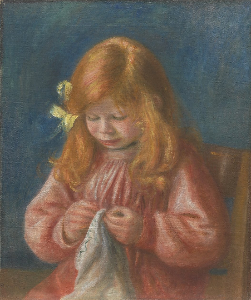 Jean Renoir beim Nähen, 1899-1900 von Pierre Auguste Renoir