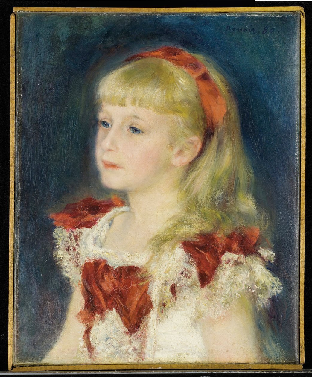 Mademoiselle Grimprel mit rotem Band von Pierre Auguste Renoir
