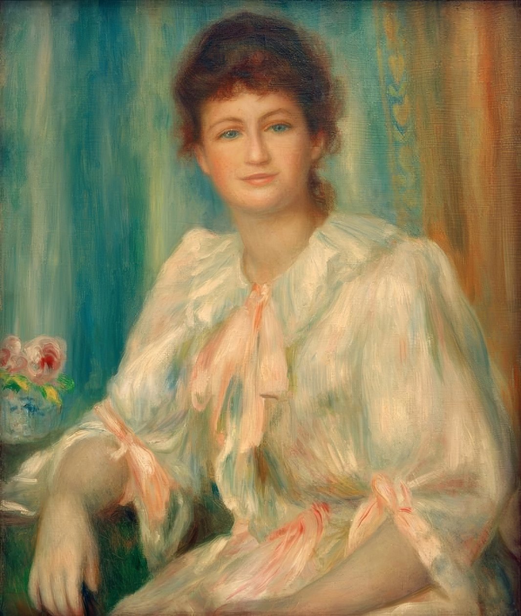 Porträt einer jungen Frau in Weiß von Pierre Auguste Renoir