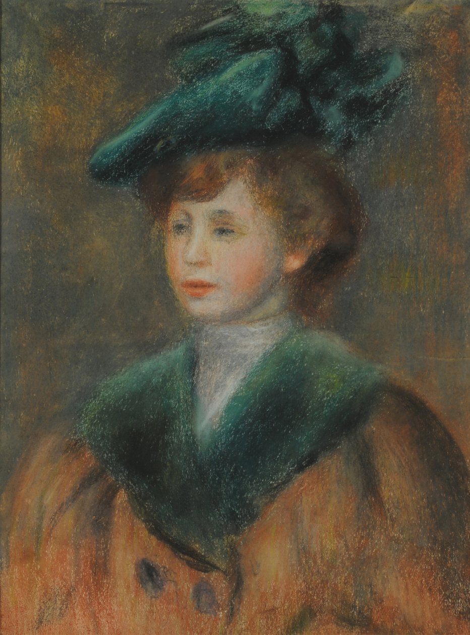 Porträt einer jungen Frau mit grünem Hut von Pierre Auguste Renoir