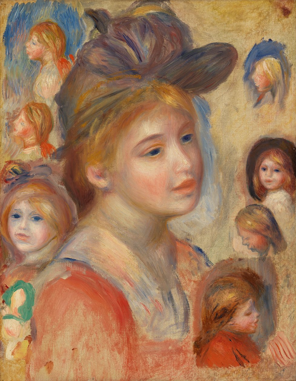 Studie von Mädchenköpfen von Pierre Auguste Renoir