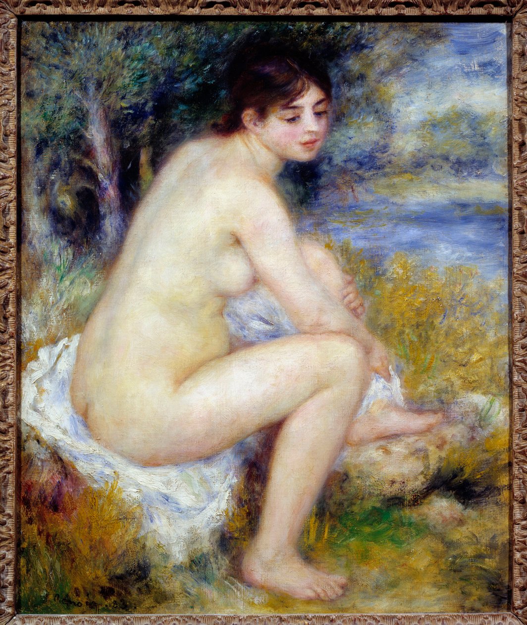 Frau nackt in einer Landschaft, Gemälde von Pierre Auguste Renoir (1841-1919) 1883 von Pierre Auguste Renoir