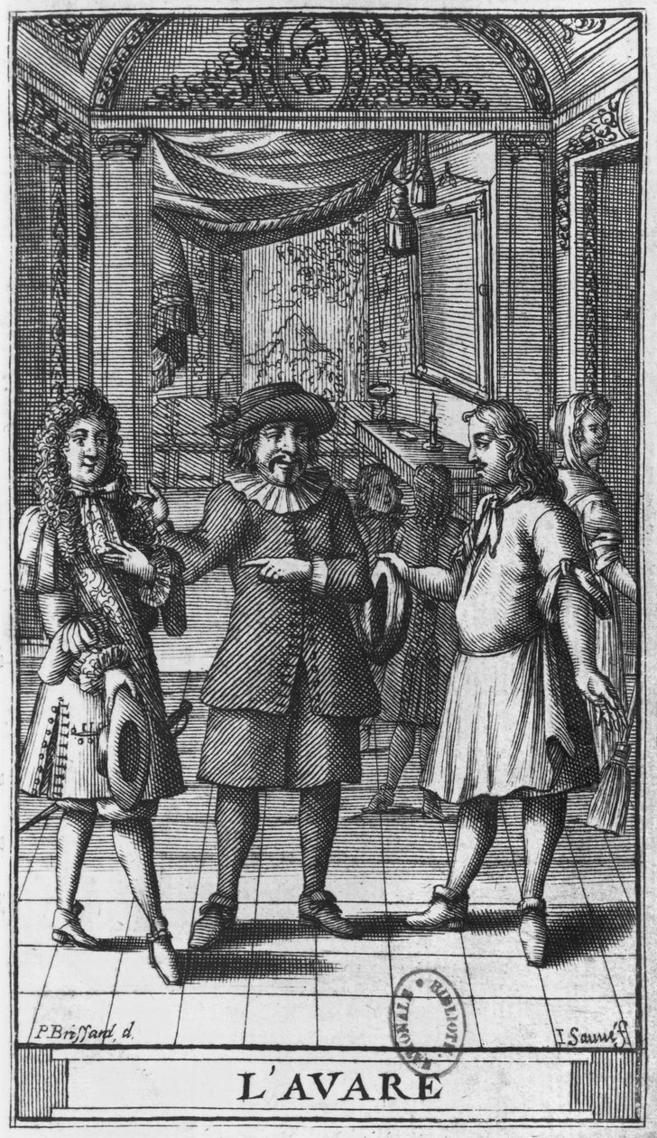 Molière als Harpagon, Frontispiz-Illustration aus 