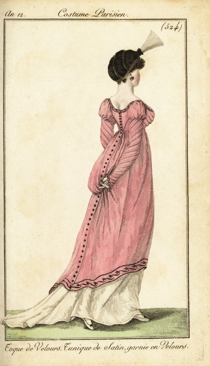 Frau in Satintunika und Samttoque, Paris von Pierre-Charles Baquoy