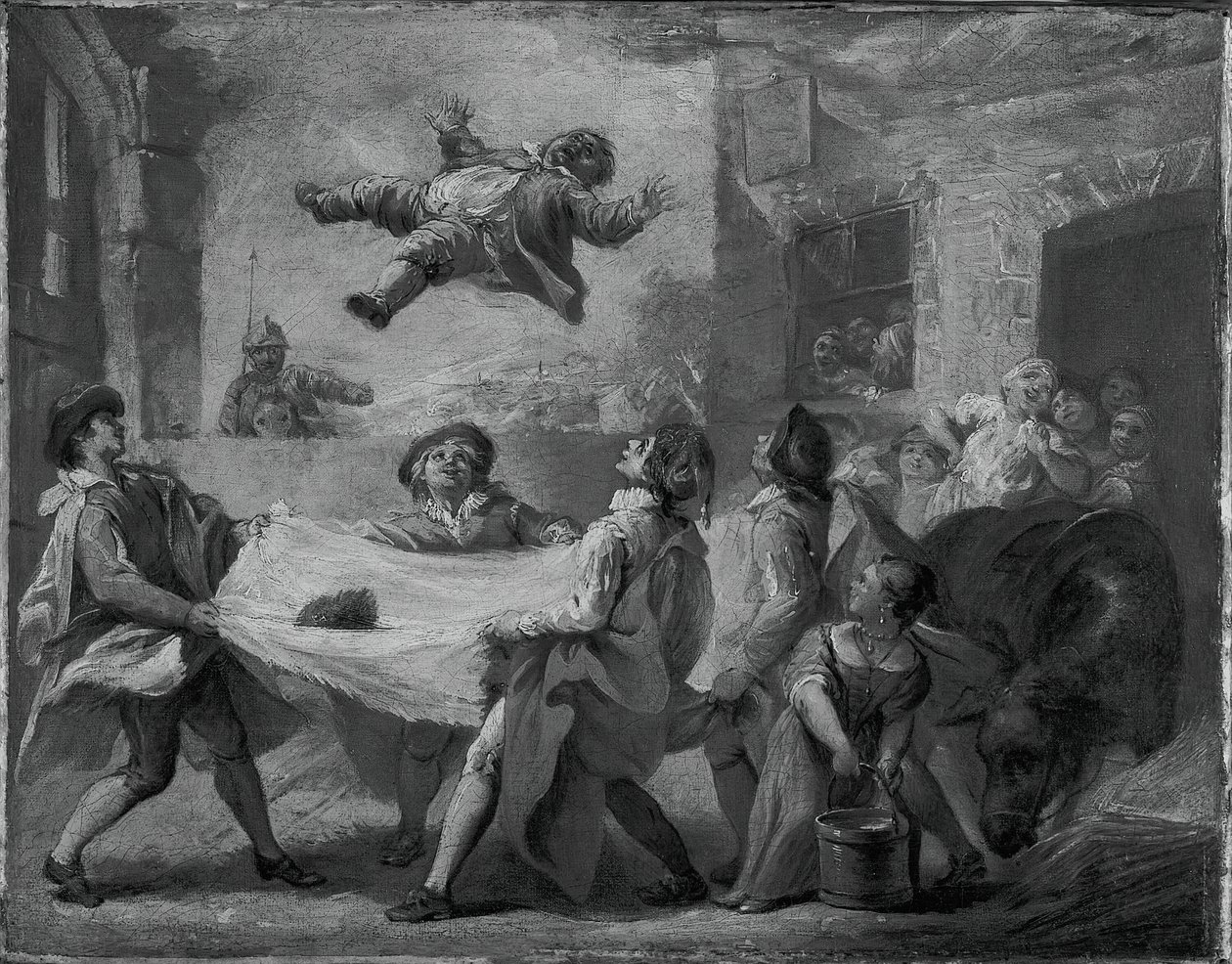 Sancho Panza wird in einer Decke geworfen, 1723-1724 von Pierre Charles Tremolieres