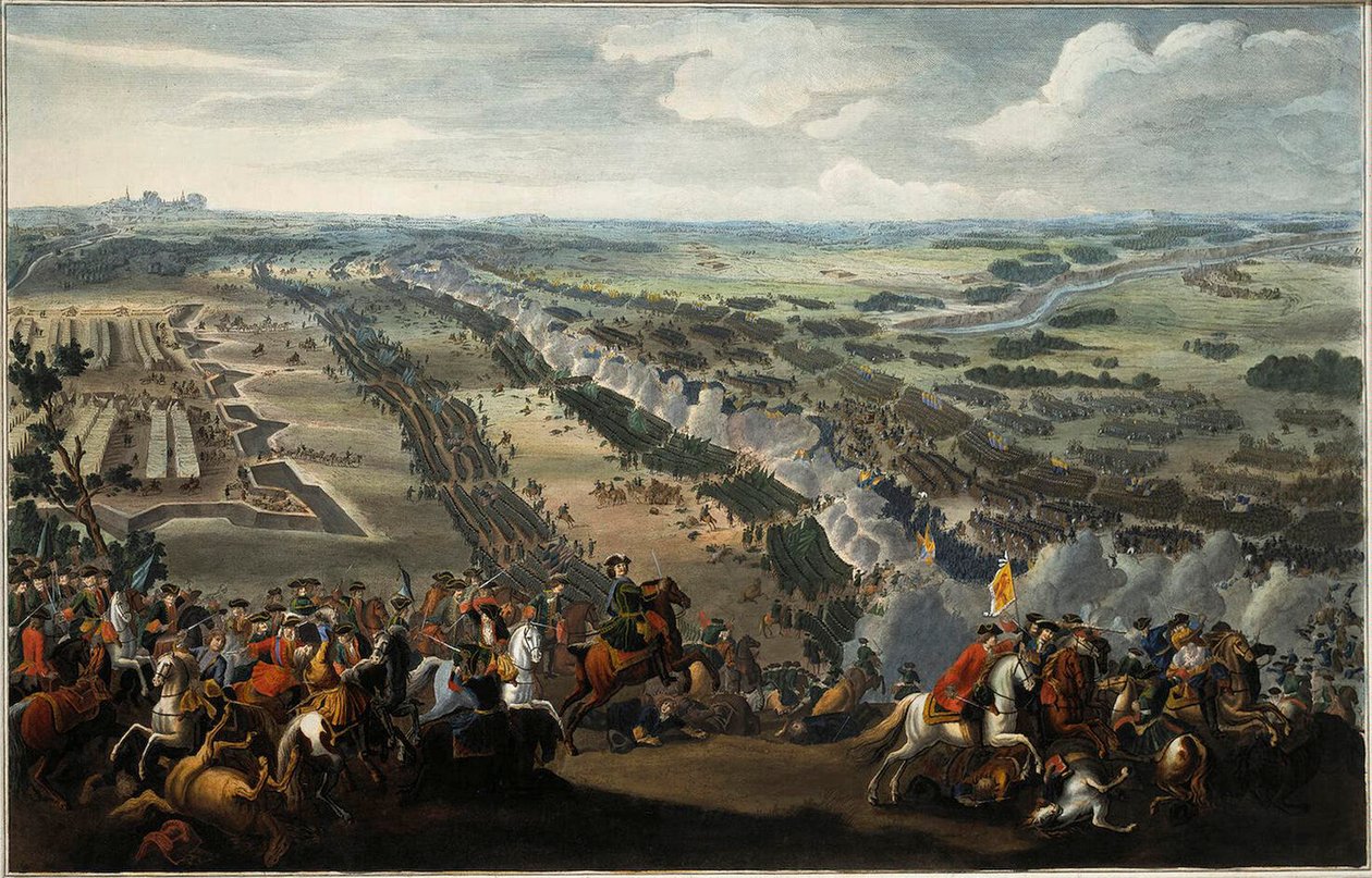Die Schlacht von Poltawa am 27. Juni 1709, nach 1724 von Pierre Denis II Martin
