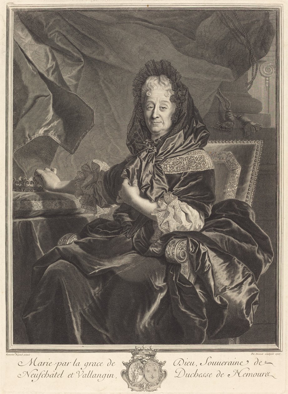 Herzogin von Nemours von Pierre Drevet after Hyacinthe Rigaud