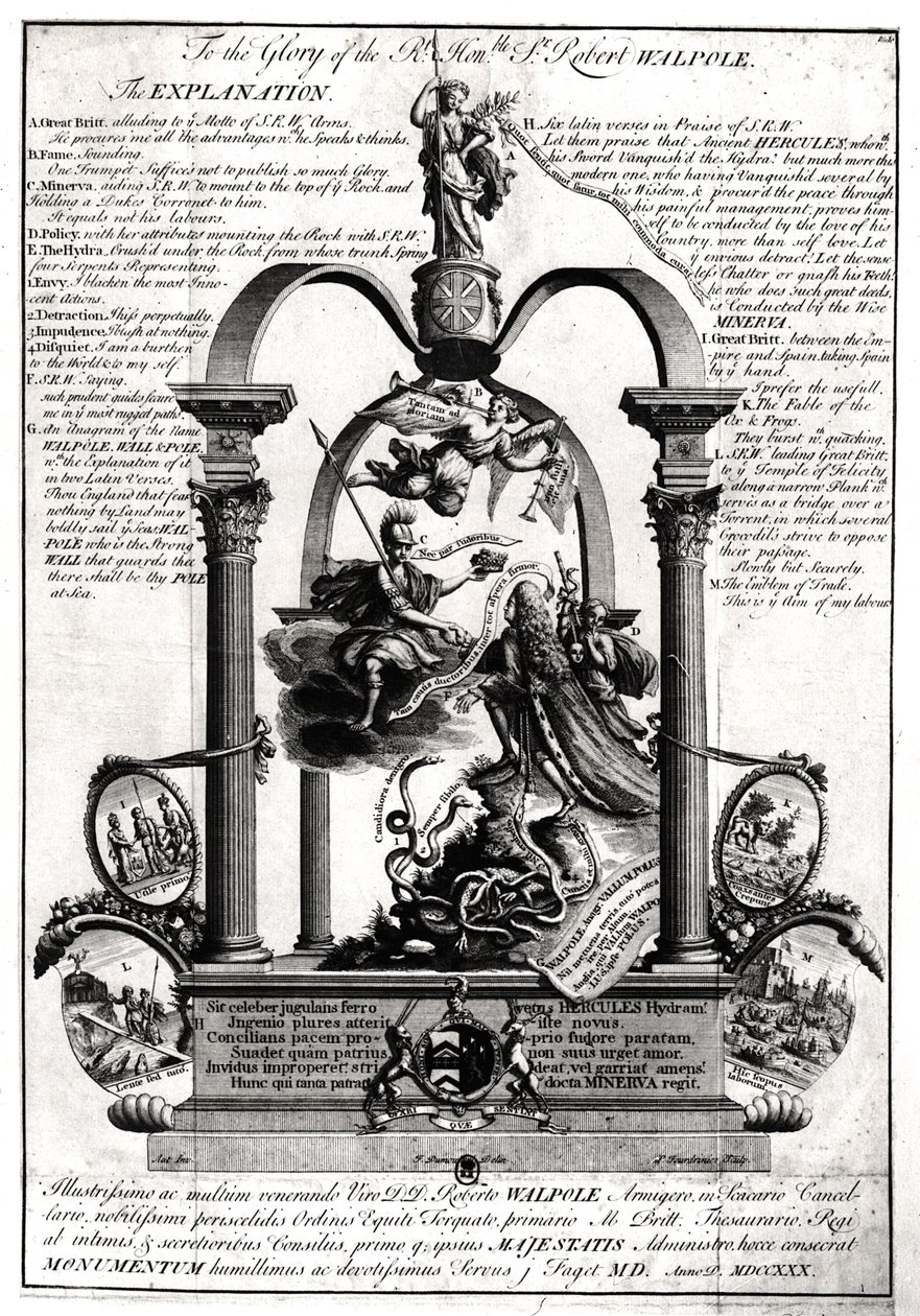 Zur Ehre des hochverehrten Robert Walpole (1676-1745) 1. Earl of Orford von Pierre Fourdrinier