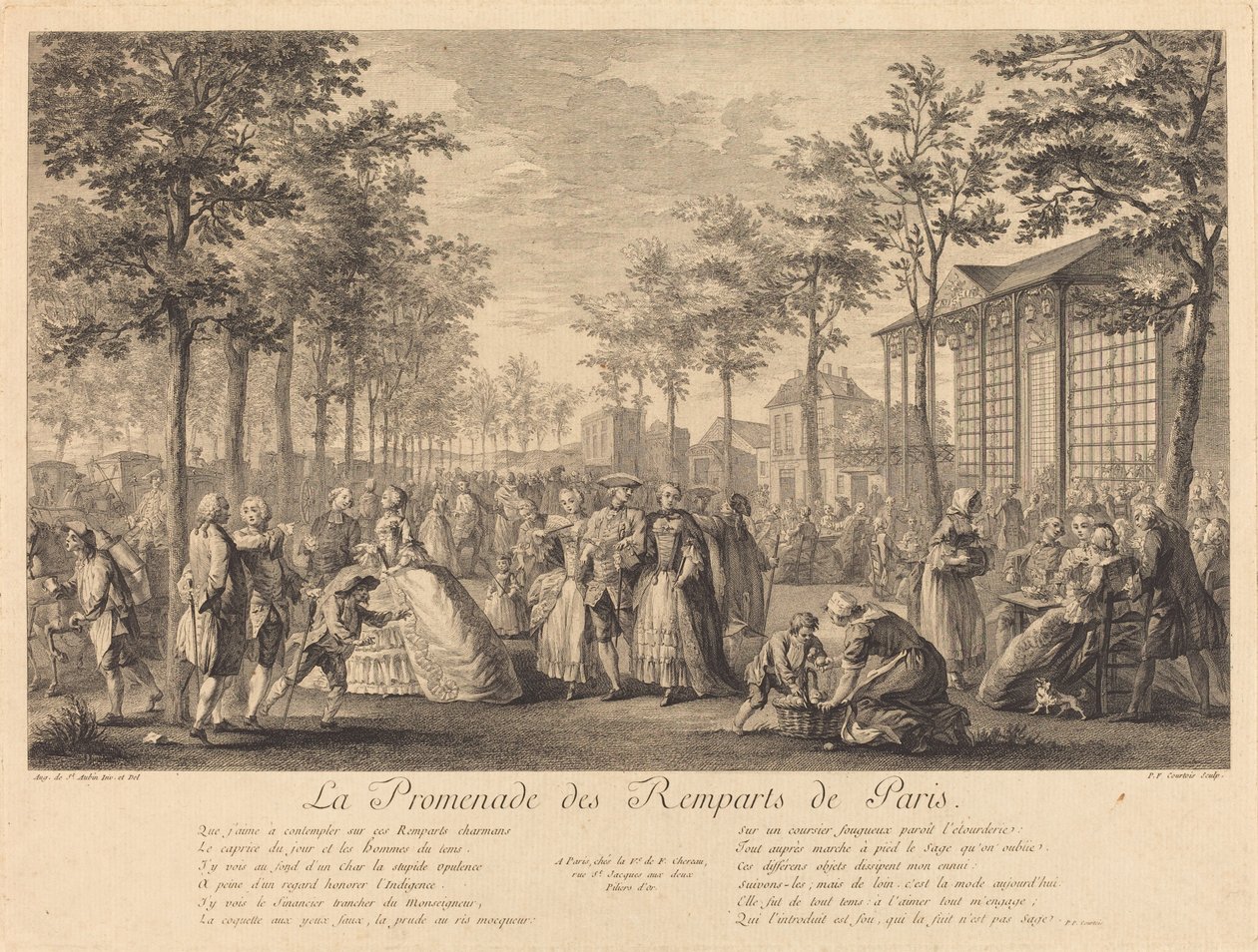 Der Spaziergang auf den Pariser Stadtmauern von Pierre Francois Courtois after Augustin de Saint Aubin