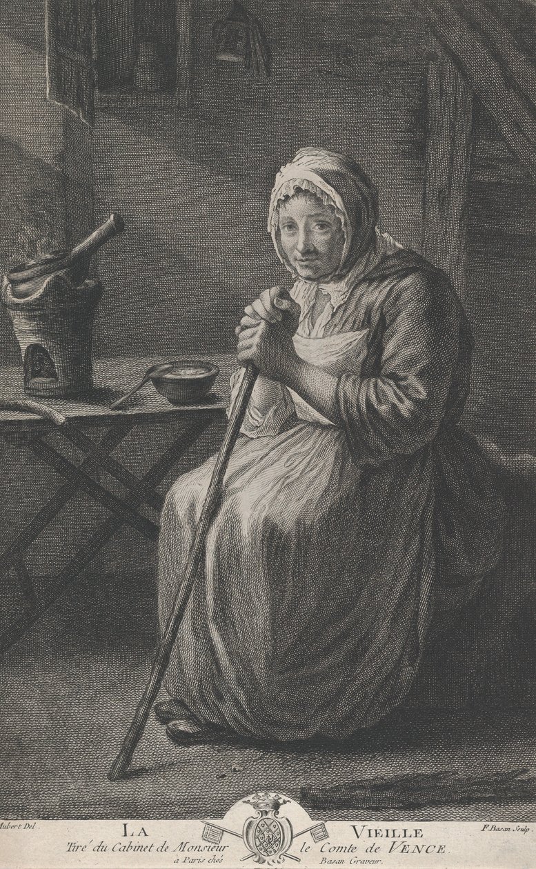 Die alte Frau, aus dem Büro des Grafen von Vence, 1782-97 von Pierre François Basan