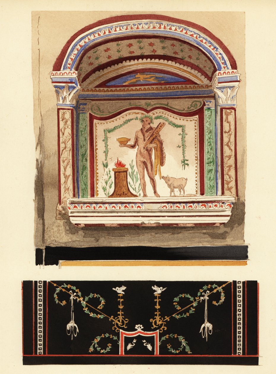 Lararium-Nischenmalerei, dem Herkules gewidmet, in einem Anbau (Casa del Cenacolo, V von Pierre Gusman