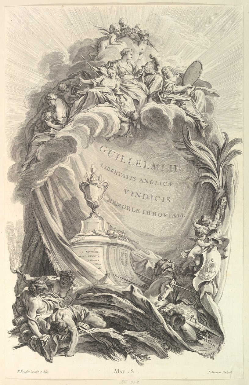 Frontispiz für das Grab von Wilhelm III von Pierre Louis de Surugue