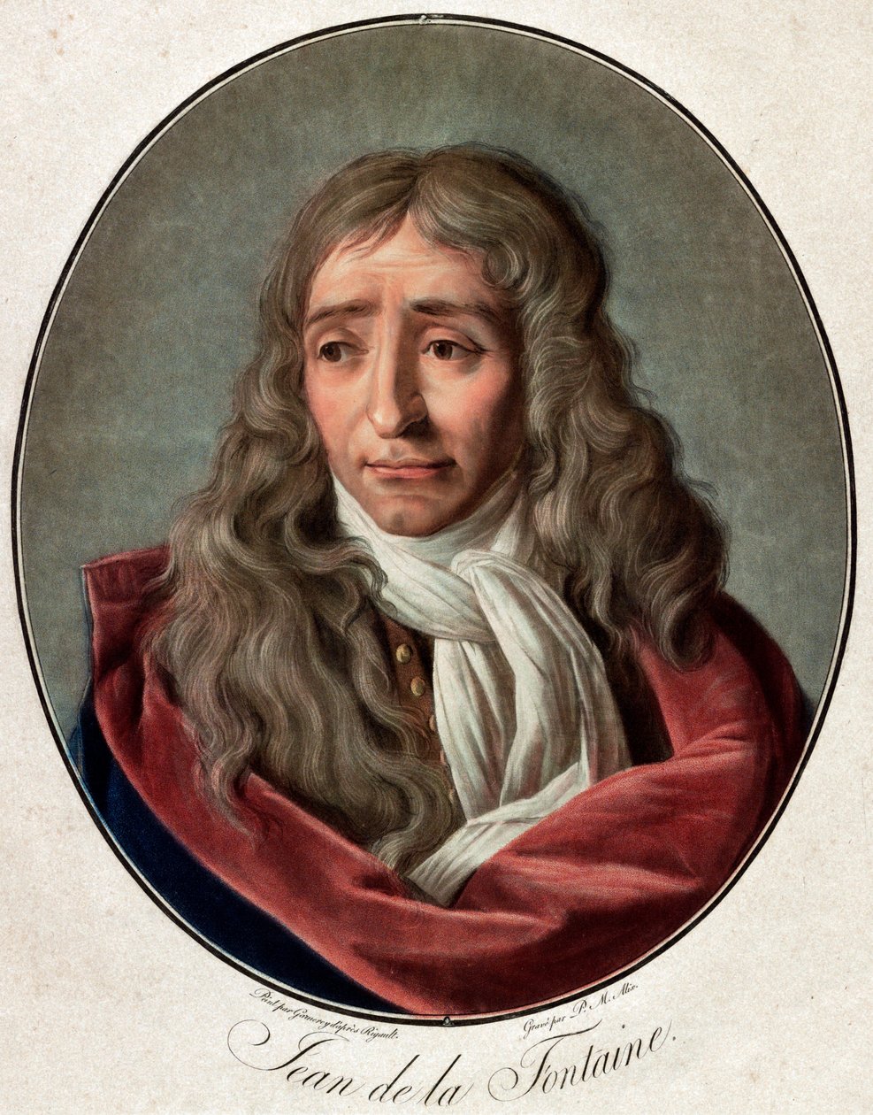 Porträt von Jean de La Fontaine (1621-1695), französischer Dichter - Gravur von Pierre Michel Alix (1762-1817) von Pierre Michel Alix