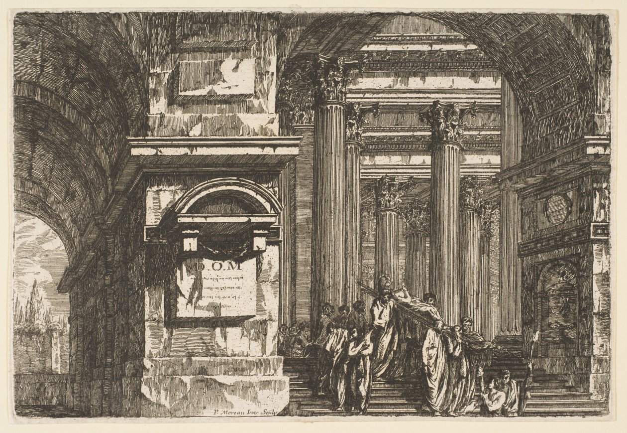 Begräbnisszene in einem Tempel von Pierre Moreau