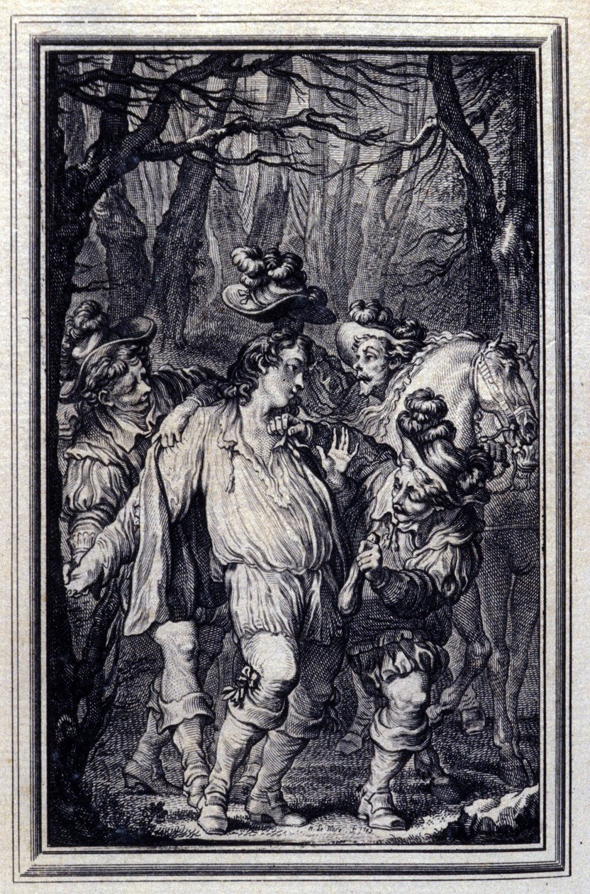 Das Gebet des heiligen Julien. In „Erzählungen und neue Verse“ von Jean de La Fontaine, Amsterdam 1776. illustriert von P.P. Choffard von Pierre Philippe Choffard