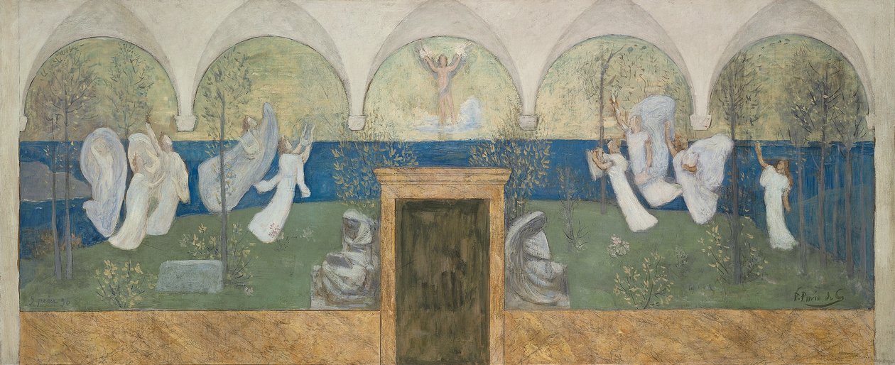 Ein vorbereitendes Gemälde für Les Muses inspiratrices acclament le Génie, Messager de Lumière, 1895 von Pierre Puvis de Chavannes
