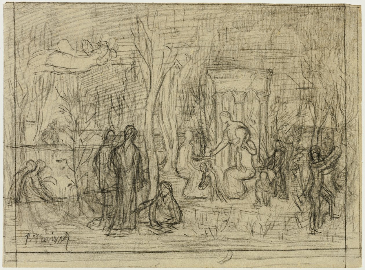 Kompositionsstudie für Der heilige Hain, geliebt von den Künsten und den Musen von Pierre Puvis de Chavannes