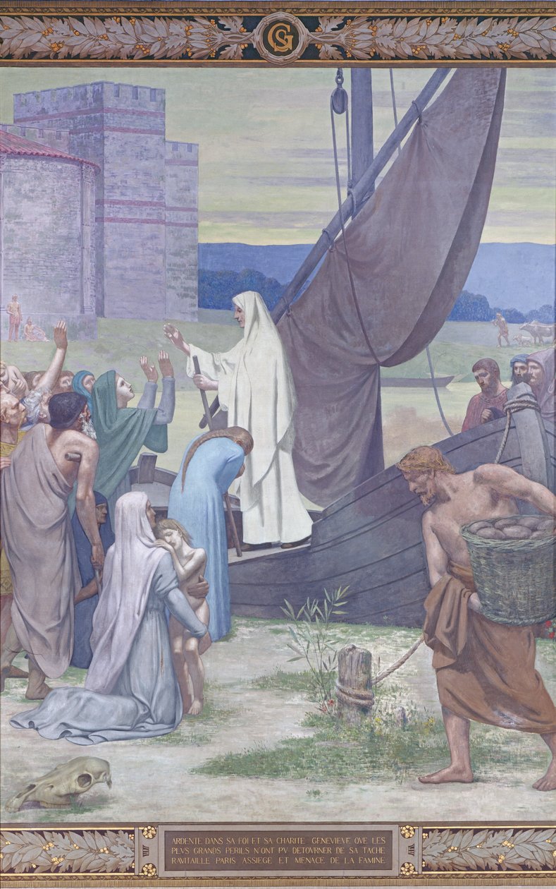 St. Genevieve bringt Vorräte nach Paris nach der Belagerung von Pierre Puvis de Chavannes