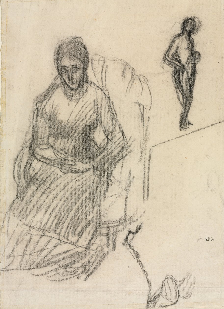 Studie von Madame Marie Cantacuzène; Studie einer stehenden weiblichen Aktfigur, um 1883 von Pierre Puvis de Chavannes