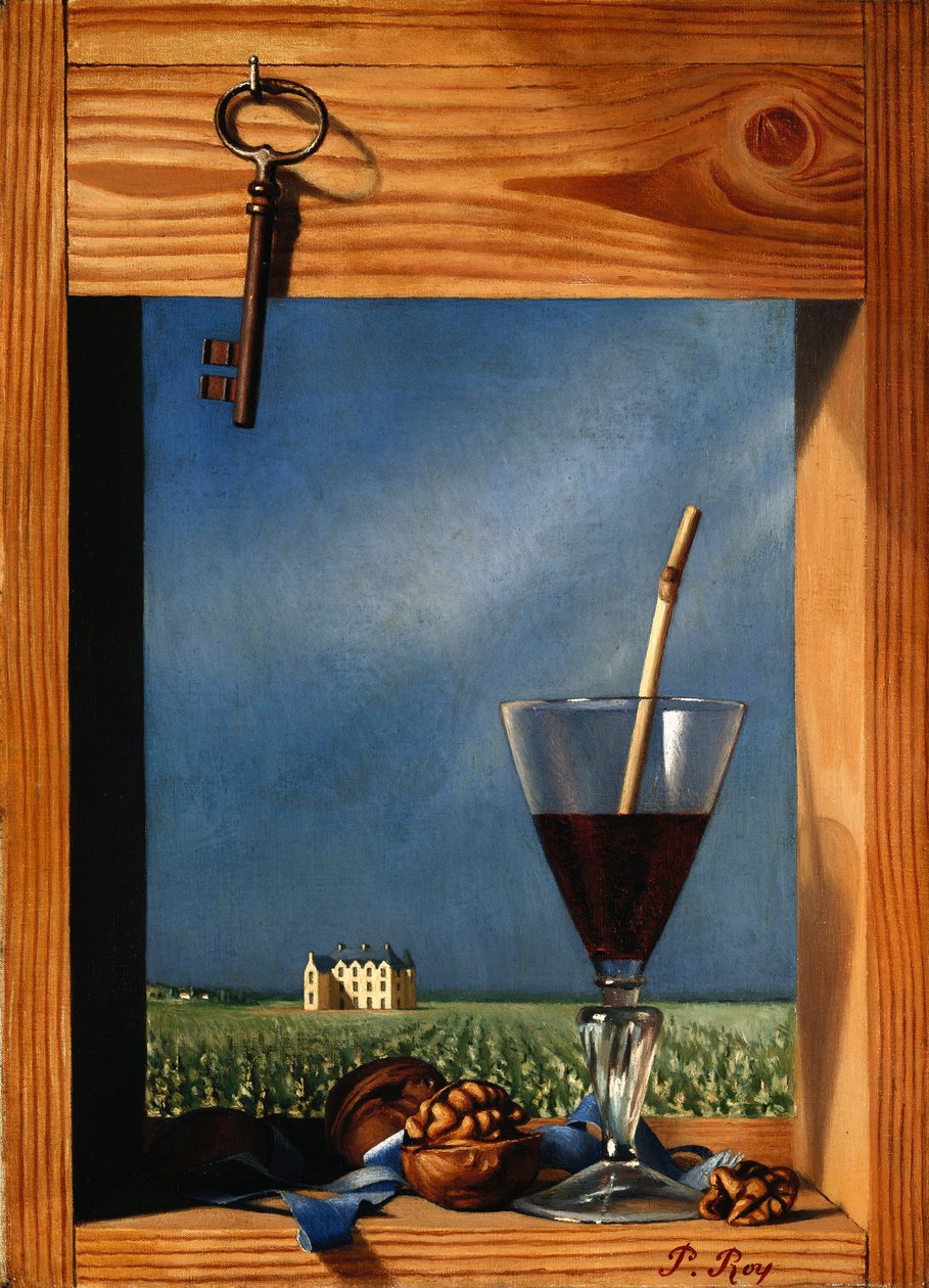 Weinglas vor einem Schloss; Verre de vin devant un chateau von Pierre Roy