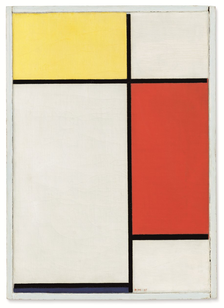 Komposition: Nr. II, mit Gelb, Rot und Blau von Piet Mondrian