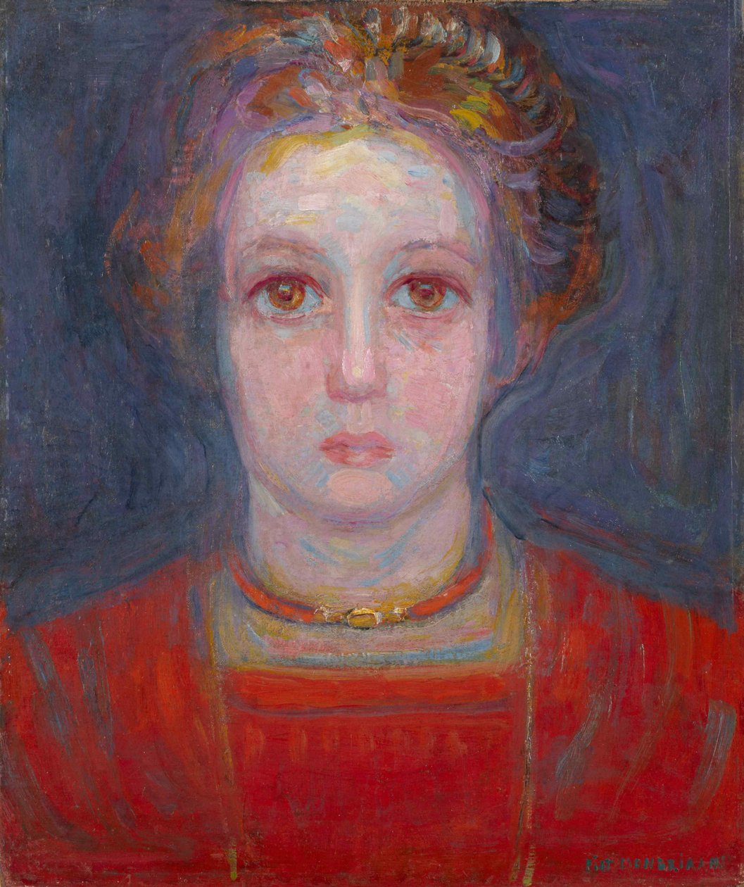 Porträt eines Mädchens in Rot, 1908 von Piet Mondrian