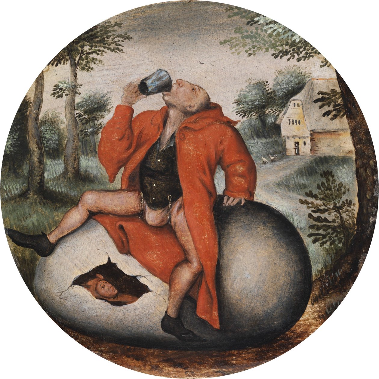 Betrunkener auf einem Ei von Pieter Brueghel the Younger