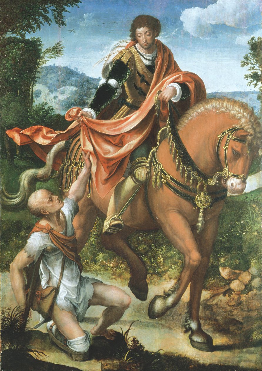 Der heilige Martin teilt seinen Mantel von Pieter Coecke van Aelst