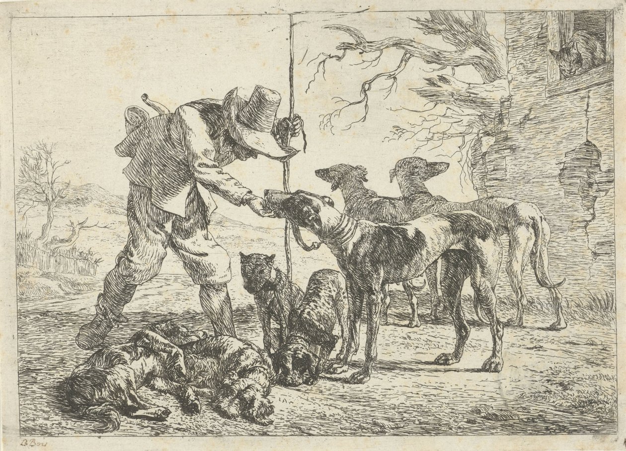 Jäger mit sieben Hunden von Pieter Bodding van Laer