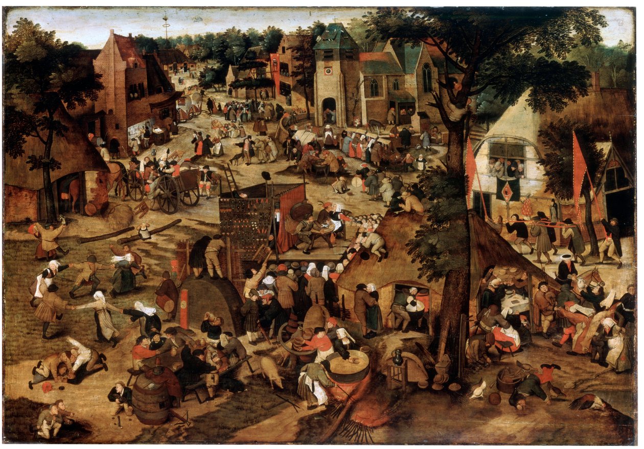 Jahrmarkt mit einer Theateraufführung, um 1580-1630 von Pieter Brueghel the Younger