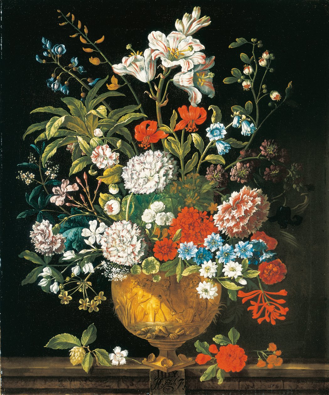 Juli, aus Die zwölf Monate der Blumen, ein Blumenkalender von Stillleben von Pieter Casteels