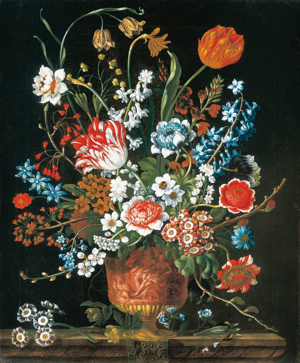 März, aus Die zwölf Monate der Blumen, ein Blumenkalender von Stillleben von Pieter Casteels