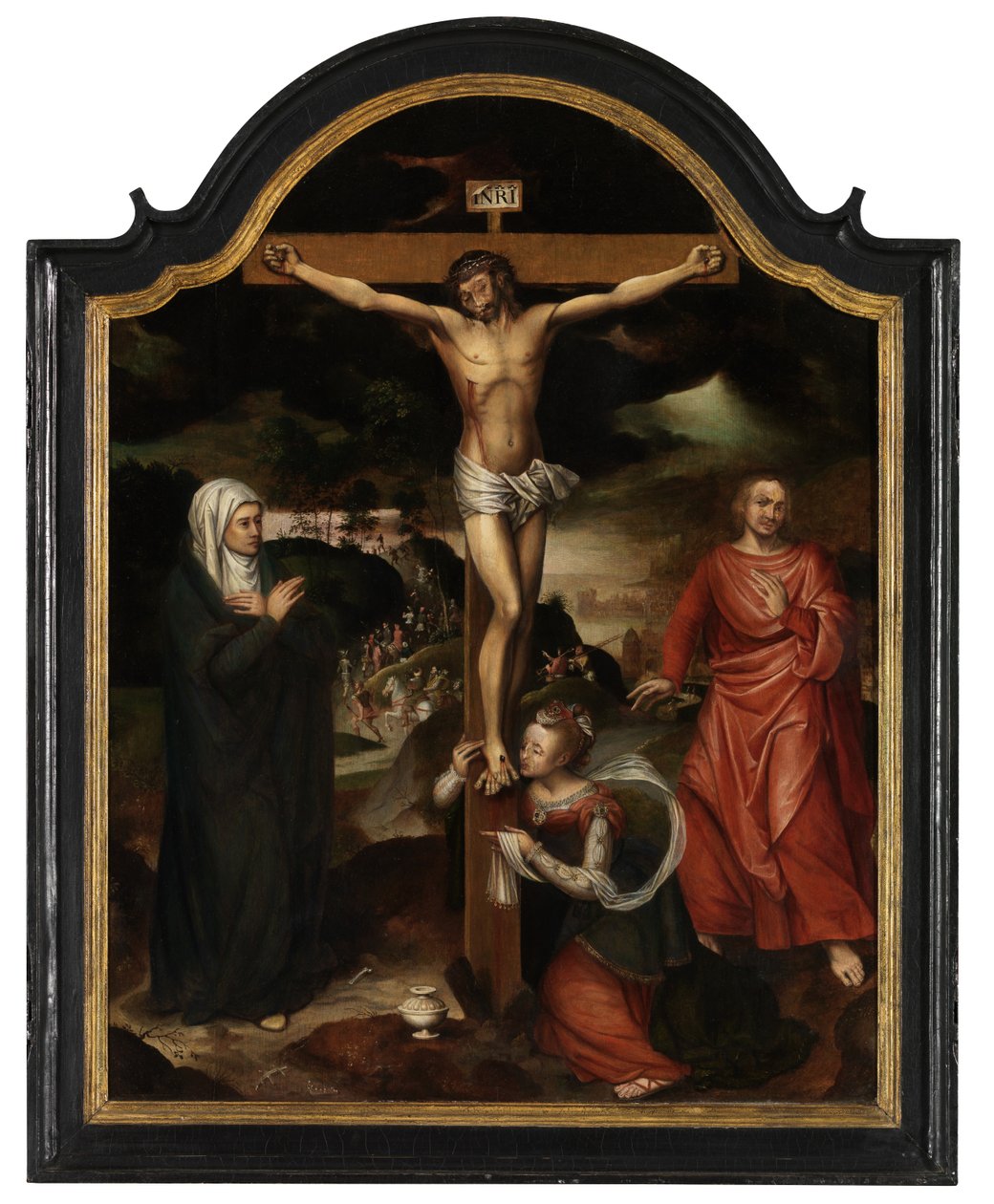 Christus am Kreuz mit der Jungfrau, St. Johannes und Maria Magdalena von Pieter Claeissens
